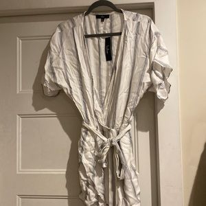 Lulus white and blue striped romper